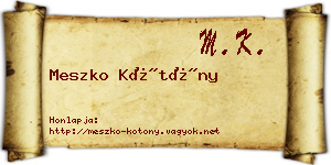 Meszko Kötöny névjegykártya